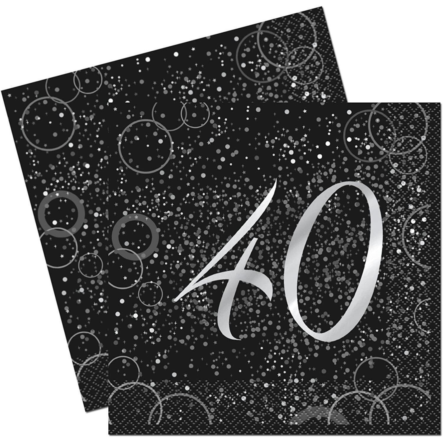 Unique Party Glitz 40th Birthday Disposable Napkins (Pack of 16)